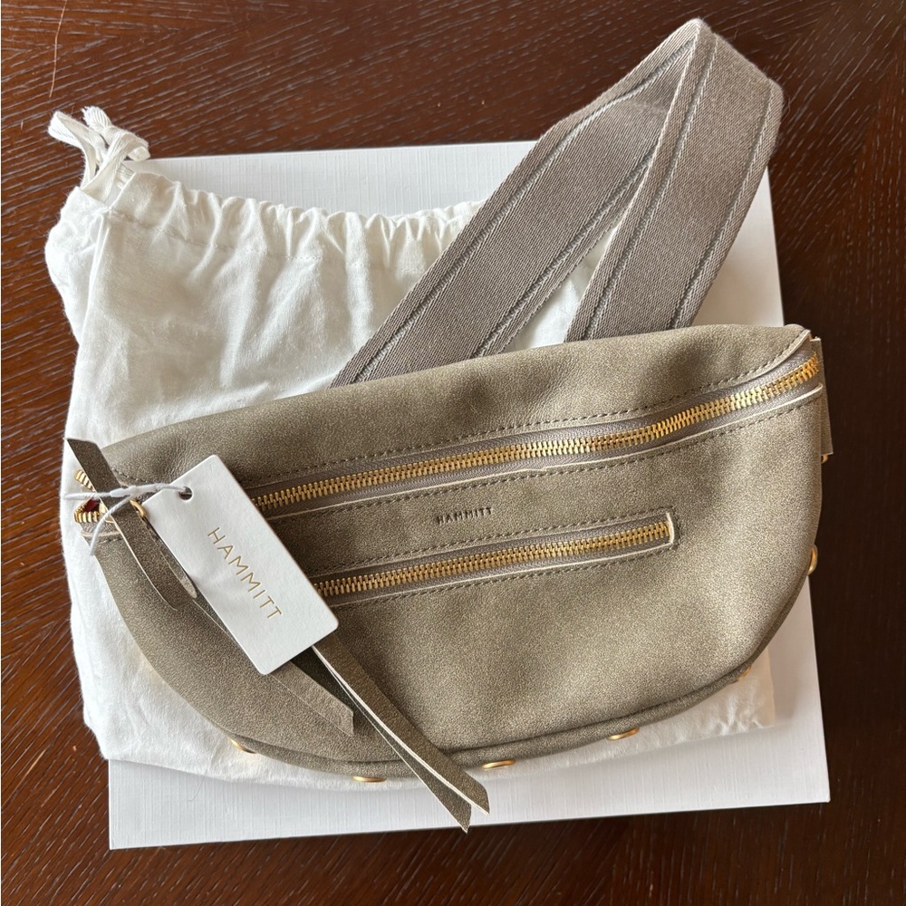 NWT Hammitt Charles Crossbody Bag in coveted Pewter with Gold Accents - Picture 4 of 6